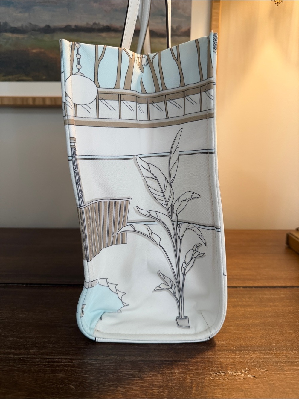 Tory Burch Pool Swan 🦢 Printed Ella Tote with Embossed Logo - Picture 5 of 13